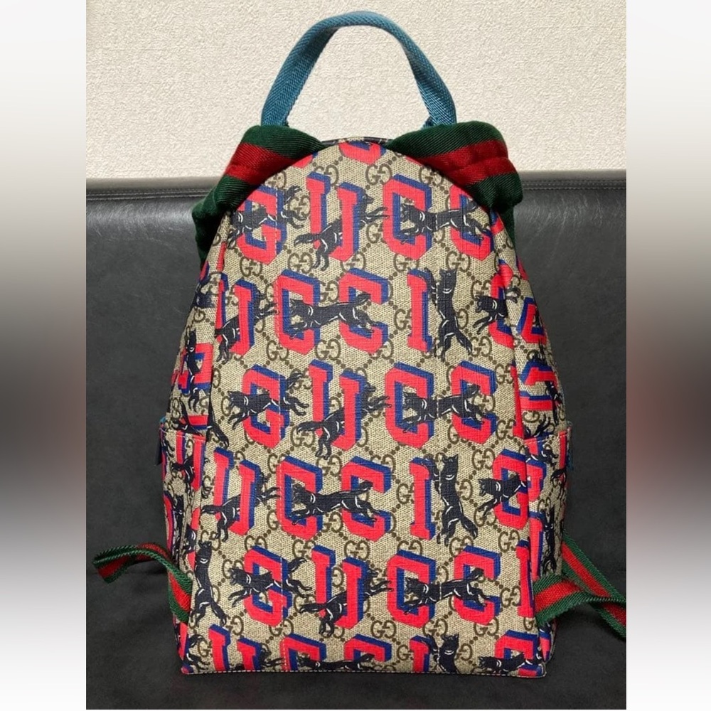 Gucci Red And Blue Patterned Backpack - image 2
